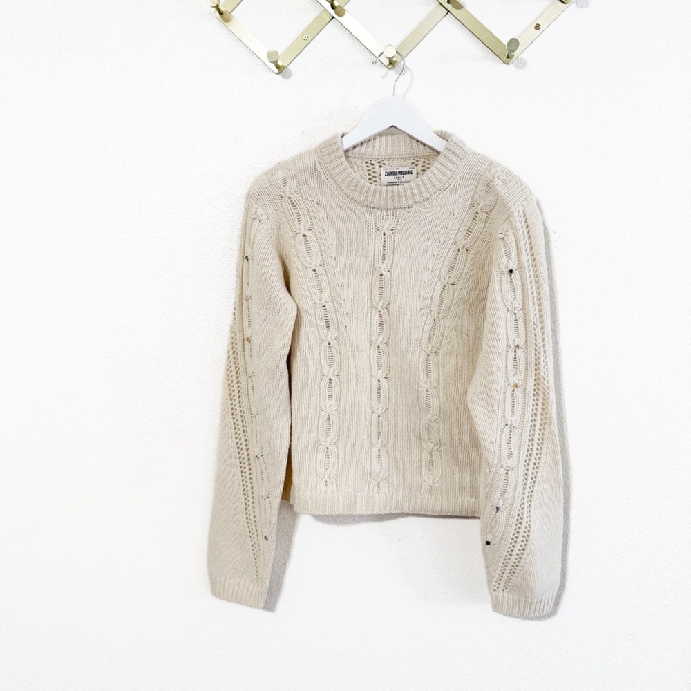 Zadig & Voltaire Morley Rhinestone Embellished Cable-Knit Sweater NEW size large - Picture 8 of 12